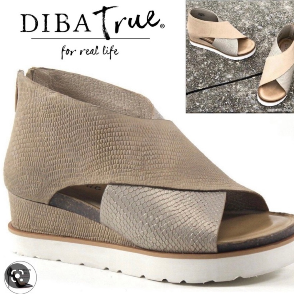Diba True Leather Gangway Platform Shoes w Back Zip - sz 8-1/2